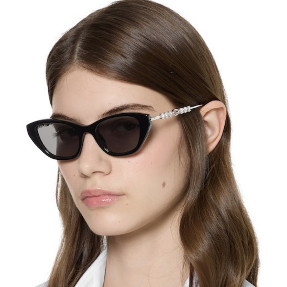 NWT Gucci GG1968S-002 Black Silver 50mm Sunglasses